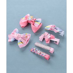 Babyhug Free Size Hair Clips Bow Design Pack of 6- Multicolor