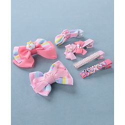 Babyhug Free Size Hair Clips Bow Design Pack of 6- Multicolor