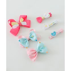 Babyhug Free Size Hair Clips Bow Design Pack of 6- Multicolor