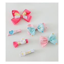 Babyhug Free Size Hair Clips Bow Design Pack of 6- Multicolor
