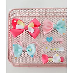 Babyhug Free Size Hair Clips Bow Design Pack of 6- Multicolor