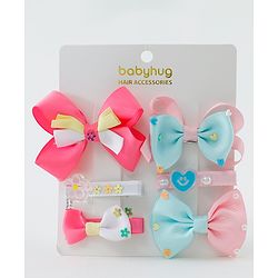 Babyhug Free Size Hair Clips Bow Design Pack of 6- Multicolor