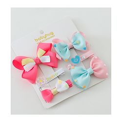 Babyhug Free Size Hair Clips Bow Design Pack of 6- Multicolor