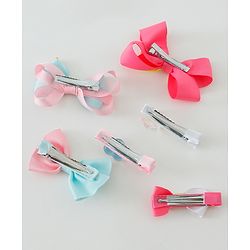Babyhug Free Size Hair Clips Bow Design Pack of 6- Multicolor