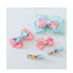 Babyhug Free Size Hair Clips Bow Design Pack of 5 - Multicolor