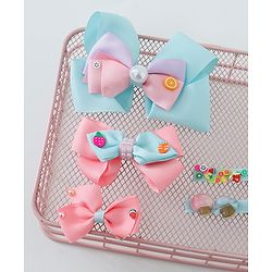 Babyhug Free Size Hair Clips Bow Design Pack of 5 - Multicolor