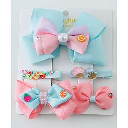 Babyhug Free Size Hair Clips Bow Design Pack of 5 - Multicolor