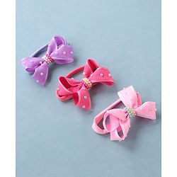 Babyhug Free Size Headbands with Bow Applique Pack of 3 - Pink & Purple