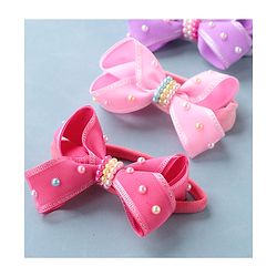 Babyhug Free Size Headbands with Bow Applique Pack of 3 - Pink & Purple