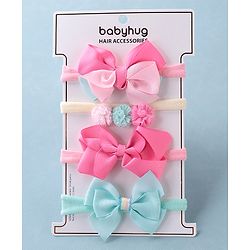 Babyhug Headbands Free Size Pack of 4 - Multicolor