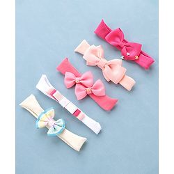 Babyhug Free Size Headbands With Attached Bow Pack of 5 - Multicolor