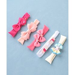 Babyhug Free Size Headbands With Attached Bow Pack of 5 - Multicolor