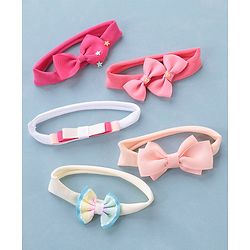 Babyhug Free Size Headbands With Attached Bow Pack of 5 - Multicolor