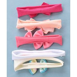Babyhug Free Size Headbands With Attached Bow Pack of 5 - Multicolor