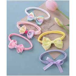 Babyhug Free Size Headbands with Bow Pack of 5 - Multicolor
