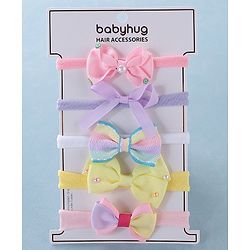 Babyhug Free Size Headbands with Bow Pack of 5 - Multicolor