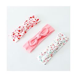 Babyhug Heart Shape Printed Bow Headbands Pack Of 3 - Multicolor
