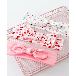 Babyhug Heart Shape Printed Bow Headbands Pack Of 3 - Multicolor