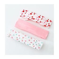 Babyhug Heart Shape Printed Bow Headbands Pack Of 3 - Multicolor