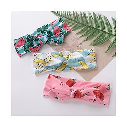 Babyhug Free Size Headbands With Bow Detailing Strawberry & Banana Print Pack of 3- Multicolor