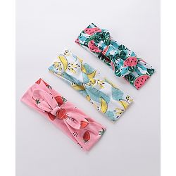 Babyhug Free Size Headbands With Bow Detailing Strawberry & Banana Print Pack of 3- Multicolor