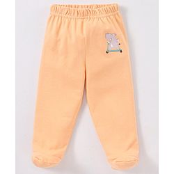 Babyhug Cotton Knit Bootie Leggings Hippo On Skates Print Pack of 3 - Aqua Purple & Orange