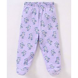 Babyhug Cotton Knit Bootie Leggings Hippo On Skates Print Pack of 3 - Aqua Purple & Orange