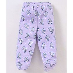 Babyhug Cotton Knit Bootie Leggings Hippo On Skates Print Pack of 3 - Aqua Purple & Orange