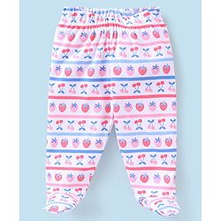 Babyhug Cotton Full Length Bootie Pants Floral Print Pack Of 3- Blue & Pink