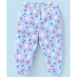 Babyhug Cotton Full Length Bootie Pants Floral Print Pack Of 3- Blue & Pink
