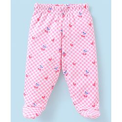 Babyhug Cotton Full Length Bootie Pants Floral Print Pack Of 3- Blue & Pink