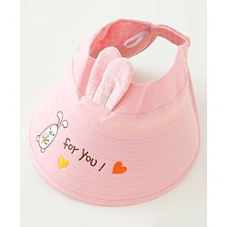 Babyhug Free Size Bucket Hat Text Embroidered & Ear Applique - Pink