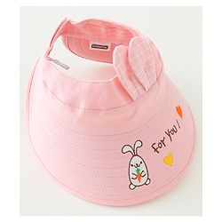 Babyhug Free Size Bucket Hat Text Embroidered & Ear Applique - Pink