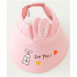 Babyhug Free Size Bucket Hat Text Embroidered & Ear Applique - Pink
