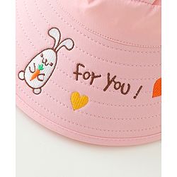 Babyhug Free Size Bucket Hat Text Embroidered & Ear Applique - Pink