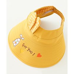 Babyhug Free Size Bucket Hat Text Embroidered & Ear Applique - Yellow
