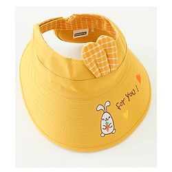 Babyhug Free Size Bucket Hat Text Embroidered & Ear Applique - Yellow