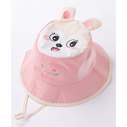 Babyhug Free Size Bucket Hat Bunny Print & Ear Applique - Pink