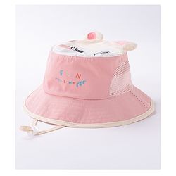 Babyhug Free Size Bucket Hat Bunny Print & Ear Applique - Pink