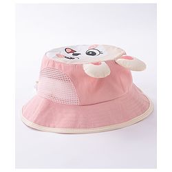 Babyhug Free Size Bucket Hat Bunny Print & Ear Applique - Pink