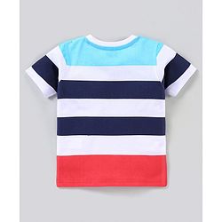 Babyhug Cotton Knit Half Sleeves T-Shirt Truck Print - Blue