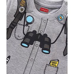 Babyhug Cotton Half Sleeves T-shirt Binoculars Print - Grey