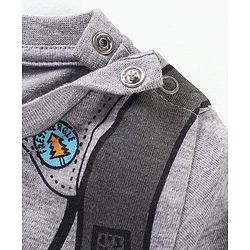 Babyhug Cotton Half Sleeves T-shirt Binoculars Print - Grey