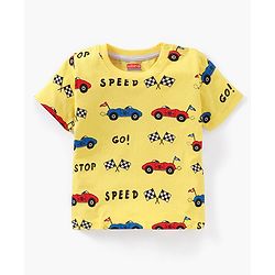 Babyhug Cotton Half Sleeves T-Shirt Car Print Pack of 3 - Yellow Blue