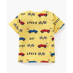 Babyhug Cotton Half Sleeves T-Shirt Car Print Pack of 3 - Yellow Blue