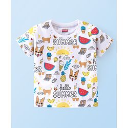 Babyhug Half Sleeves T-Shirt Summer Theme Print - White
