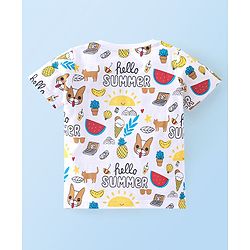 Babyhug Half Sleeves T-Shirt Summer Theme Print - White
