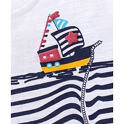 Babyhug Half Sleeves T-Shirt Sailor Print - White
