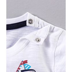 Babyhug Half Sleeves T-Shirt Sailor Print - White