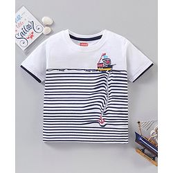 Babyhug Half Sleeves T-Shirt Sailor Print - White